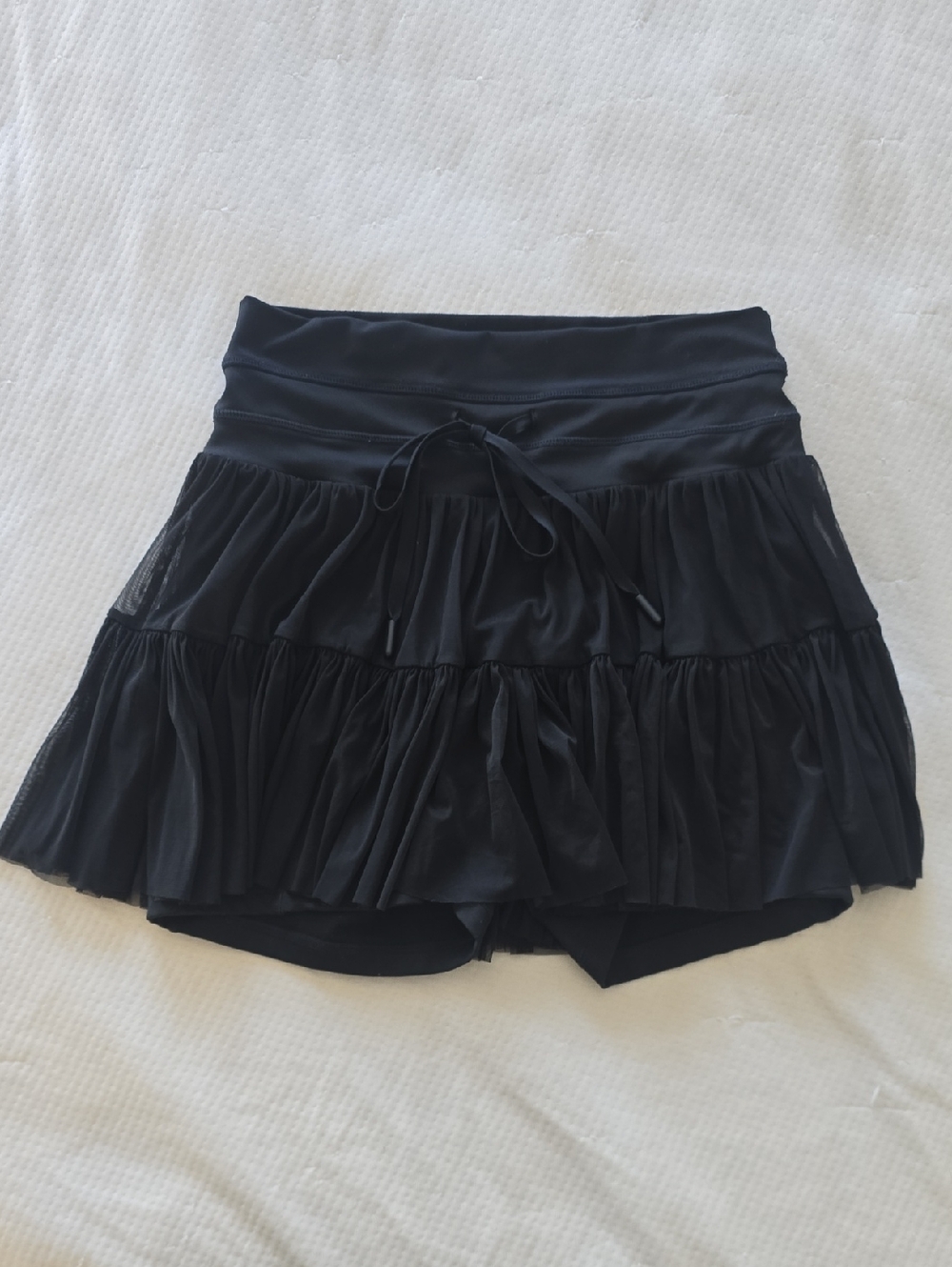 POPFLEX Black Tiered Skort with Drawstring Waist
